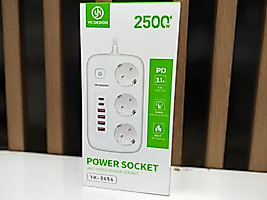 Antistatik 2500W Akım Korumalı Priz – 3 Priz + 2 Type-C + 4 USB