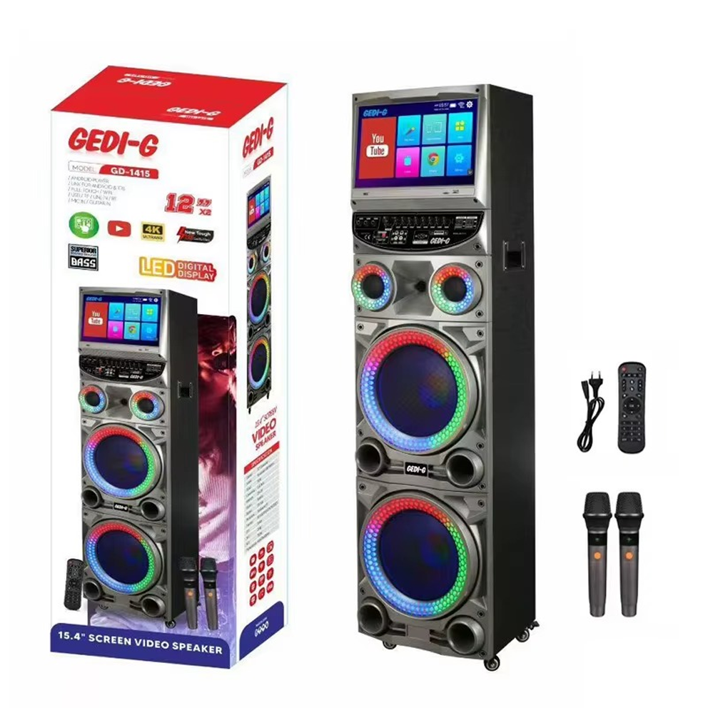 GEDI-G GD-1415 12'' Android Bluetooth Karaoke Speaker – 4K LED Ekranlı